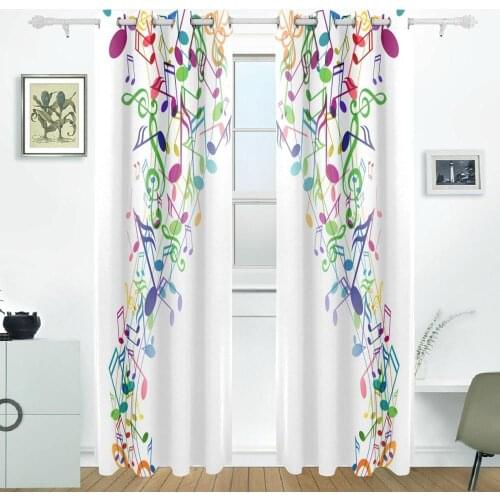 Music Note Curtains Drapes Panels Darkening Blackout Grommet Room Divider for Patio Window Sliding Glass Door 55x84 Inches
