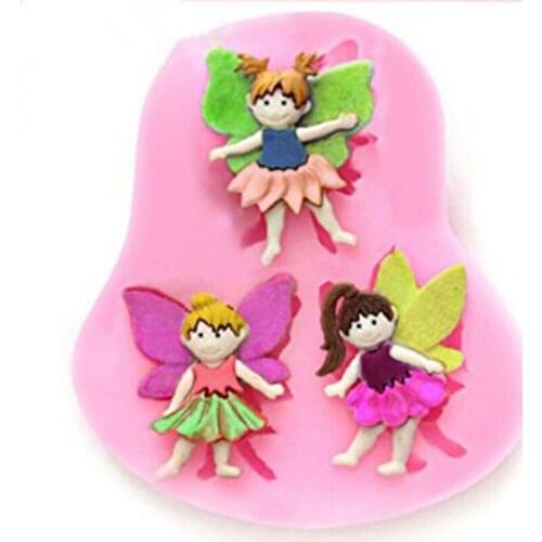 1Pcs Silicone Mold 3D Fairy Figure Elf Angel Chocolate Mold Happy Birthday Decoration Fondant Tools Cake Decorating Tools