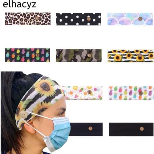 10pcs/lot NEW Women Man Button Headband With Buttons Fashion Facemask Holder Headbands Protect Ears Sports Hair Accessories