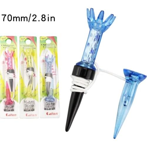 Pack 10 Pcs Golf Magnetic Tees 70mm 2.75 inch Blue Pink Yellow Golf Tee Set Wood Club Driver Distance Tee Holder Drop Ship