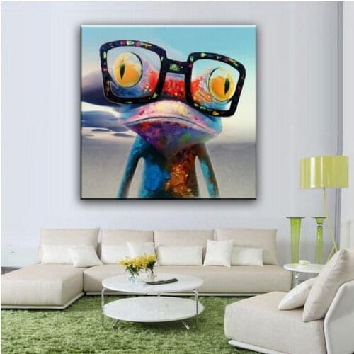 100% hand painted Cartoon Oil Painting on Canvas Abstract Animal Wall Art for Home Decoration Happy Frog pictures DM91801182