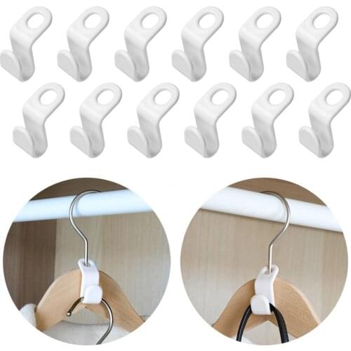 Hot Sale 12Pcs Mini Clothes Hanger Plastic Connector Cascading S Hook Bedroom Wardrobe Cloakroom Closet Organizer Saving-Space