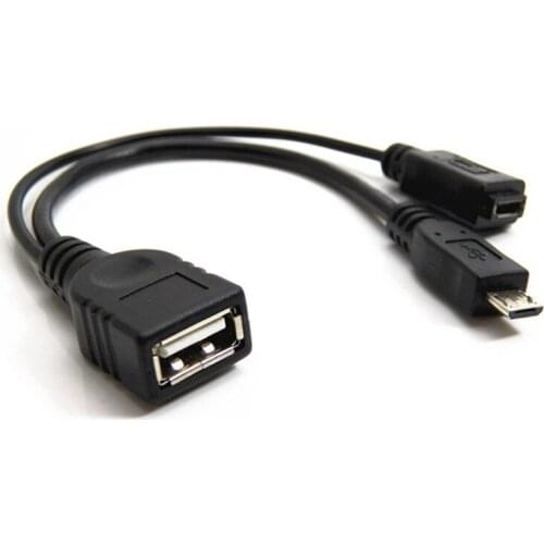 2 In 1 OTG Micro USB Host Power Y Splitter USB Adapter to Micro 5 Pin Male Female Cable