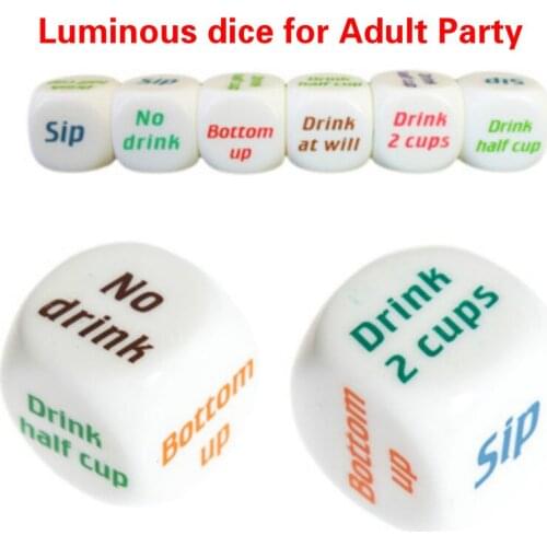 25mm Color Printing Wine Making Creative English Dice Dice Adult Party Entertainment Toy Project Add Atmosphere Luminous Dice