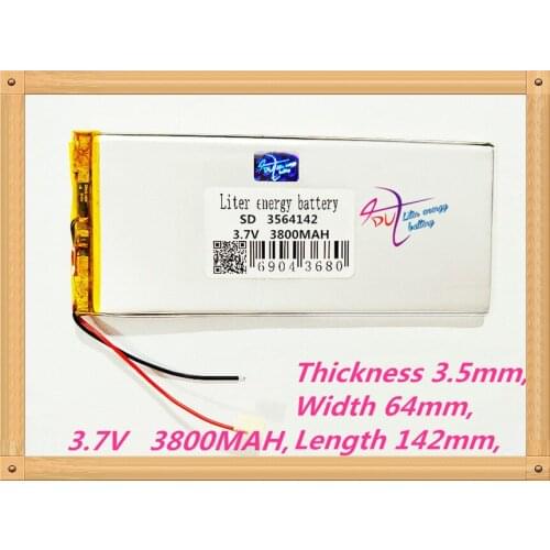 3564142 3.7V 3800MAH Polymer rechargeable Lithium Li Battery For GPS Tablet PC Mobiles Backup Power