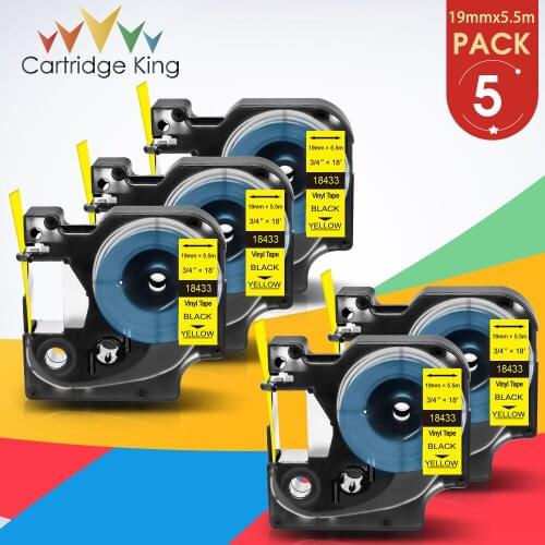 5PK 18432 12mm Permanent Vinyl Industrial Printer Ribbon For DYMO Rhino IND 1000 3000 4200 5000 5200 6000 Printer Label Tape