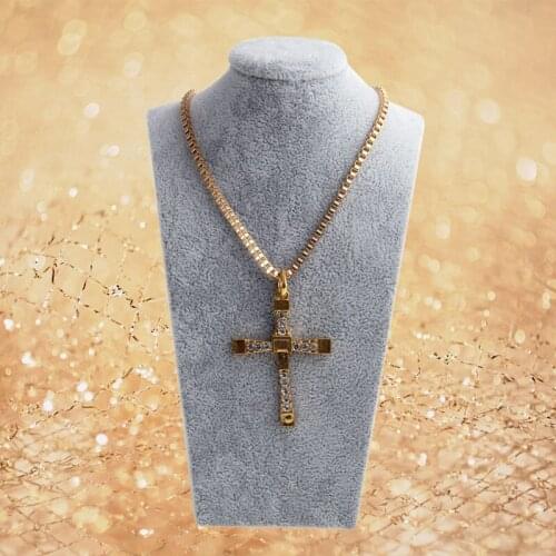 Y1UE Velvet Mannequin Bust Jewelry Necklace Pendant Neck Model Display Stand Holder