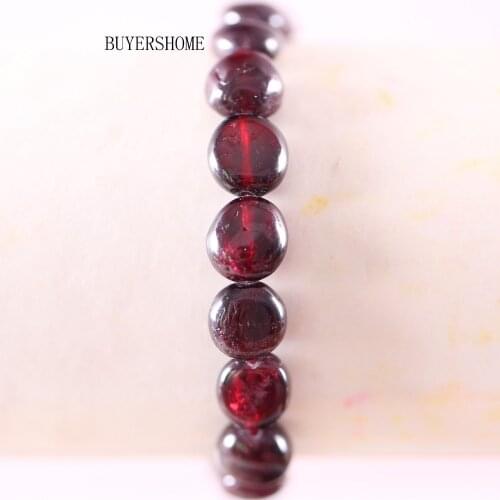 Free Shipping Hot Wrist Jewerlry For Women Natural Stone Beads Irregular Shape Red Garnet Bracelet 7.5" 1Pcs H1301