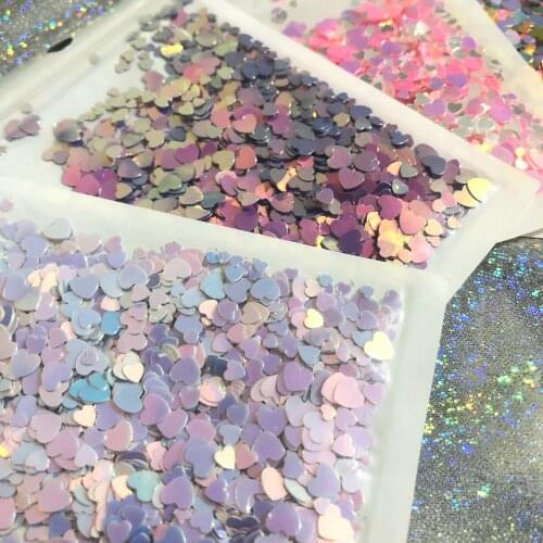 Glitter Heart Sequins Size Mix DIY Resin Shaker Charms Shiny Fillings Holographic Puffy Heart Cuts Decor Sparkle Paillette Slime