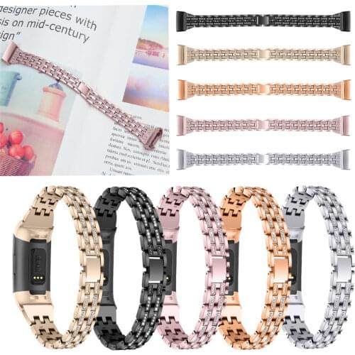 Fashion Crystal Rhinestone Watch strap Stainless steel Bracelet For Fitbit Charge 3 Wristbands Replacement Watch Band For Fitbit