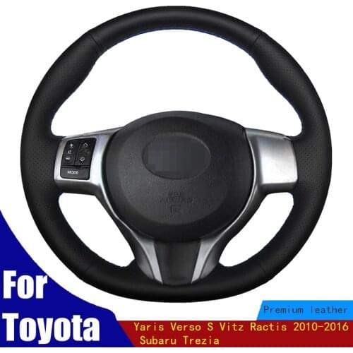 Car Steering Wheel Cover Hand-stitched Black PU Artificial Leather For Toyota Yaris Verso S Vitz Ractis 2010-2016 Subaru Trezia