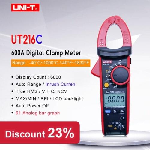 UNI-T UT216C True RMS Digital Clamp Meter current voltage tester Ohm Frequency Diode Test NCV LCD backlight Digital Multimeter