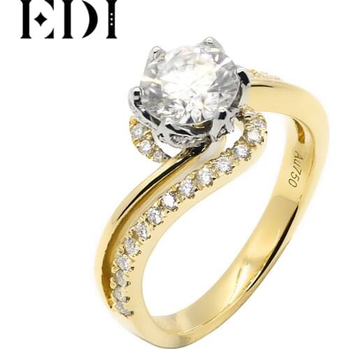 EDI Beauty and The Beast Rose Design Ring 14K Solid Yellow Gold 1CT Moissanites Diamond Accents Engagement Ring