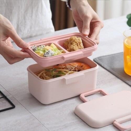 Eco-friendly Bamboo Fiber Lunch Box for Kids Sealed Tableware Children Rice Bowl Cartoon Household Shatter-resistant Bento Boxes