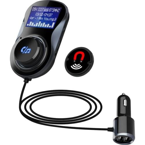 LCD Display Bluetooth-compatible Hands-free FM Modulator Stereo Car MP3 Player Audio Adaptor FM Transmitter Support TF