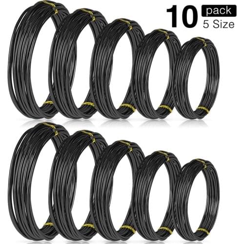 GTBL 10 Rolls Bonsai Wires Anodized Aluminum Bonsai Training Wire in 5 Sizes - 1.0 mm, 1.5 mm, 2.0 mm, 2.5 mm, 3.0 mm Black