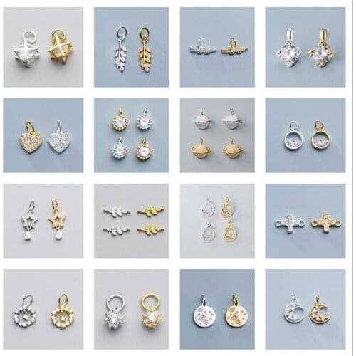 MEETSOFT Trendy 925 Sterling Silver Exquisite Zircon Charms DIY Handmade Jewelry Prevent Allergy Deocration Accessories