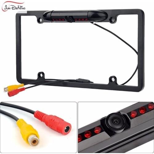 JanDeNing Car Rearview Camera American Car License Plate Frame Camera HD Night Vision Waterproof CCD Infrared Car Parking Camera