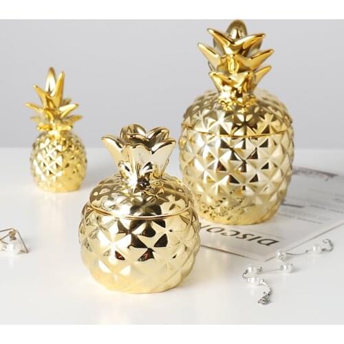 Ceramic Storage Jars Pineapple Jewelry Tank Cosmetics Organiser Decorative Figurines Candle Holder Sugar Bowl Containers Bottles