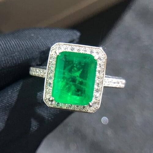 2020 Genuine 4ct Emerald Ring 100% Original 925 sterling silver Engagement Wedding band Rings for Women Men Diamond Jewelry Gift