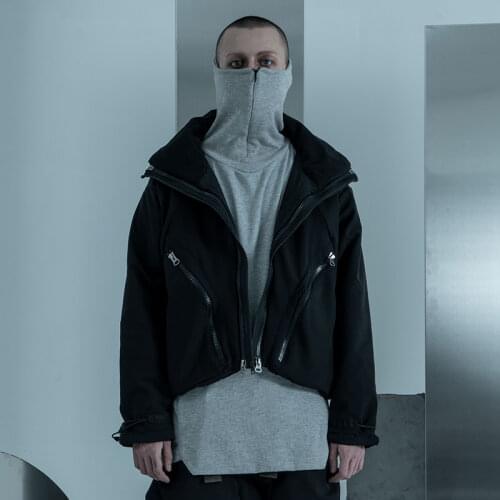 Pupil travel Multi zipper short jacket thickened coat techwear aesthetic goth post apocalyptic dystopian clothes