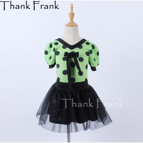 New 2 Pieces Ballet Costume Dance Dresses Girls Polka Dots Tutu Dress Women Short Sleeve Ballerina Costumes With Removable Skirt