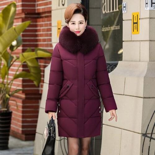 Ladies winter coat new high-end mid-length middle-aged cotton jacket mother loaded thick cotton clothing temperament ladies