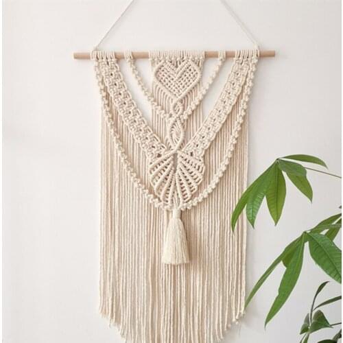 Macrame Woven Wall Hanging Bohemian Woven Tapestry Cotton Tassels Exotic Wind Home Decoration Pendant