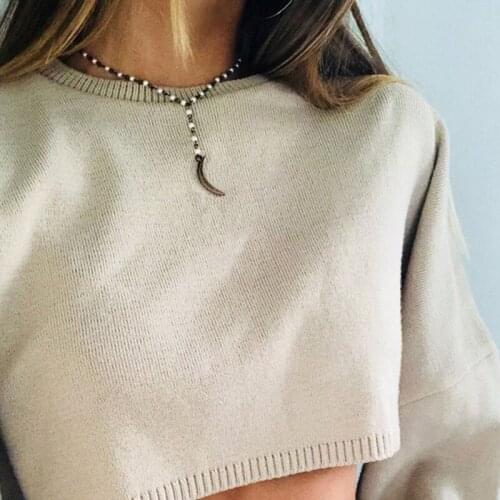 HebeDeer Trendy Girl Necklace Chain Women Silver Color Bohemia Moon Beads Stainless Steel Necklaces Jewelry Lovers Collier