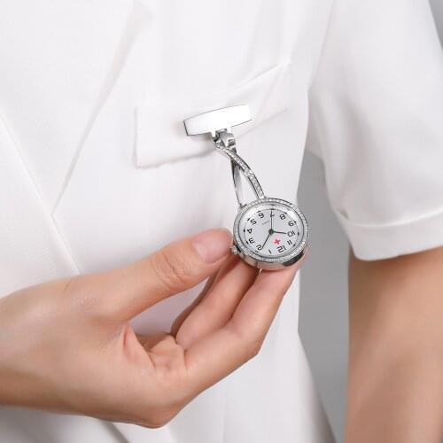 2021 New Fashion Simple Quartz Nurse Watch Gold Silver Clamp Wear Waterproof Crystal Workers Pocket Doctor Clock