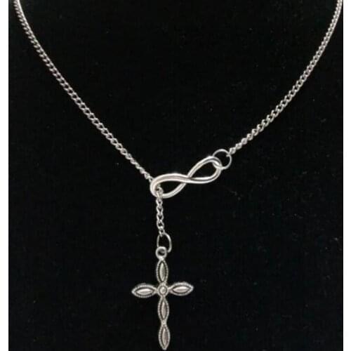 New Fashion Lucky 8 & Cross Charms Vintage Christian Pendants Amulet Chain Necklace Jewelry Gift