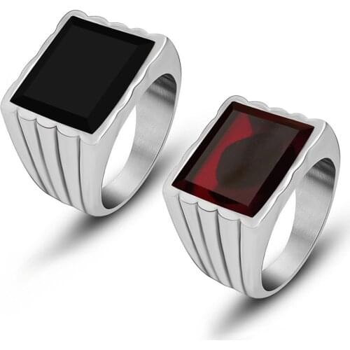 Couple Rings High Quality 316L Stainless Steel Best Polished And Never Faded Black/Red Stone Ring Rock Fashion Male Jewelry