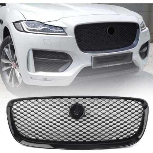 Car Front Radiator Grille Upper Hood Mesh Grill For Jaguar F-Pace 2016 2017 2018 2019 Gloss Black ABS Plastic