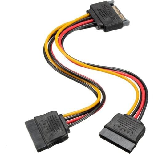 10pcs/lot Serial ATA SATA 15 Pin Male to 2 Splitter Female HDD Adapter IDE Y splitter Converter Molex HDD Power Cable Angle