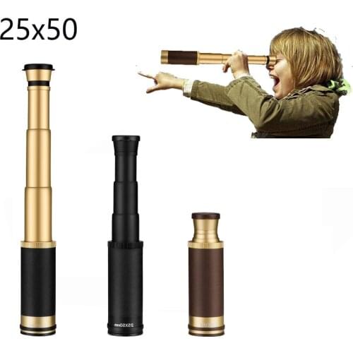 25X50 Pirate Monocular Portable Miniature Telescope Professional Visual Astronomical Eyepiece Telescope with Free Leather Bag