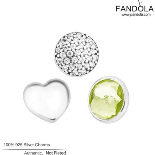 Authentic 925 Sterling Silver August Love Petites Pack Charm Fit Original Floating Locket Necklace Pendant DIY Jewelry Making