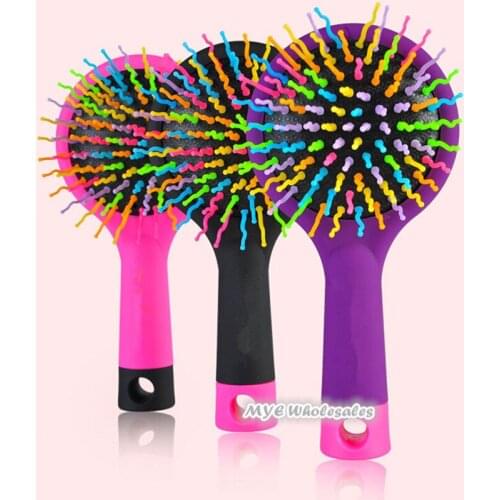 Hot Sales Multifunction Rainbow Volume Anti-Static Magic Hair Curl Straight Massage Comb Brush with Mirror Styling Tools