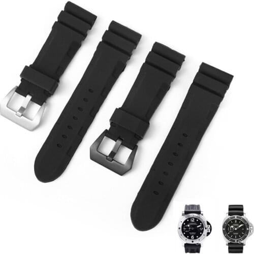 22mm 24mm Silicone Rubber Watch Band Replace For Panerai PAM380 351 111 Strap Watch Band Waterproof Watchband Free Tools