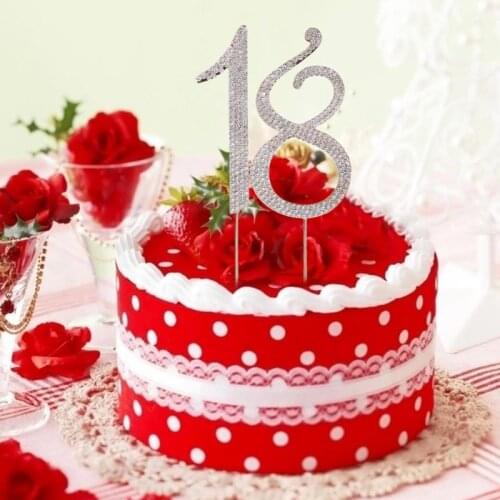 Rhinestone Number 18 Cake Topper For 18th Birthday Wedding Anniversary Party Decoration Supplies