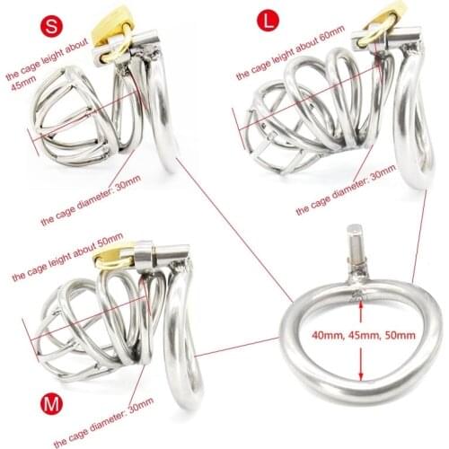 Stainless Steel Super Small Male Chastity device Adult Cock Cage With Curve Cock Ring BDSM Sex Toys Bondage Chastity belt