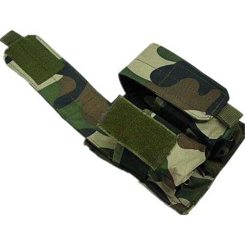SWAT Airsoft Molle Double Magazine Pouch Camo Woodland and black pouch bag