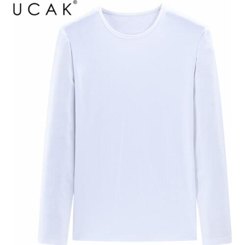 UCAK Brand New Streetwear Solid Color O-Neck T Shirt Men Clothing Spring Autumn Classic Basic Casual Long Sleeve T-Shirt U5290