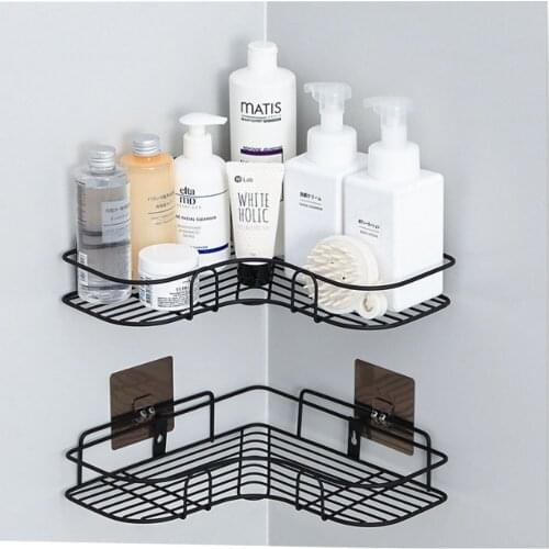 Bathroom corner storage rack free perforation kitchen toilet vanity seamless wall-mounted tripod household rack