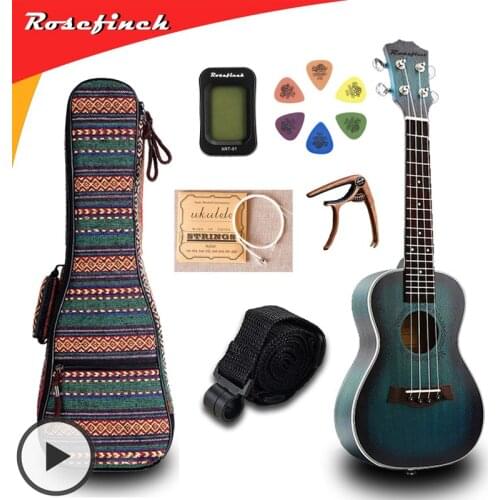 23 inch Ukulele Mahogany Mini Hawaii Guitar Tuner Capo Bag Strings Strap 6 Picks Gift Electric Guitar UKE Music Concert UK2329B
