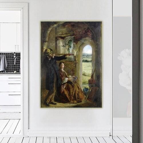 William Holman Hunt《Young Couple Observing A Landscape Through A Doorway》Canvas Oil Painting Wall Hanging Decor Home Decoration