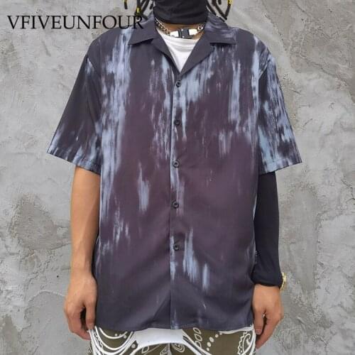 VFIVE UNFOUR Vintage Hawaiian Shirt Hip Hop Tie Dye Shirts Hip Hop Casual Fashion Harajuku Summer Men Short Sleeve Tops