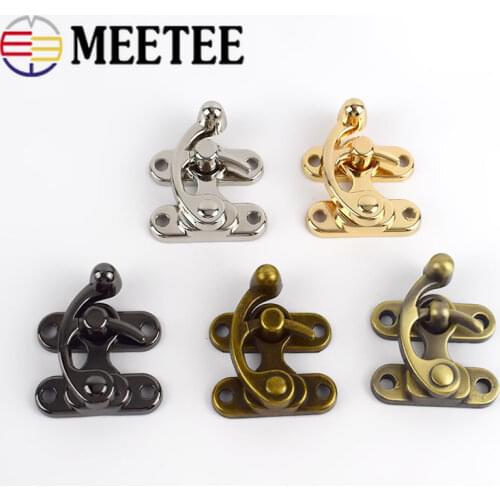Meetee 2/5pcs 45X37mm Metal Handbag PadLock Hasp Clasp Retro Gift Box Casting Lock Buckle DIY Luggage Replacement Accessories