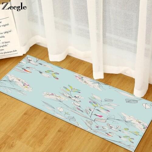 Zeegle Carpet Long Rectangle Kitchen Rug Anti-slip Hallway Carpet Absorbent Balcony Floor Rug Flannel Soft Bedside Carpet Mat