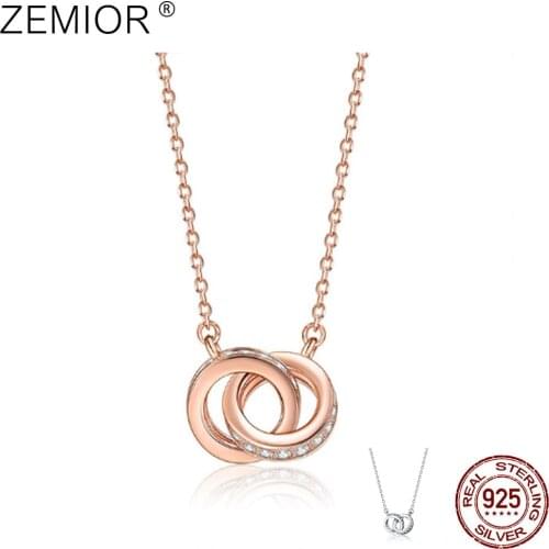 ZEMIOR 925 Sterling Silver Necklace Double Loops Necklaces For Women High Quality Collarbone Chains My Heart Is With You 2021