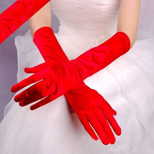 Women Stretch Halloween Satin Gloves Ladies Elegant Vintage Evening Party Prom Long Gloves Solid Color Long Gloves 2020 New